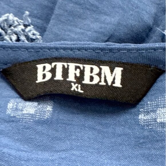 Btfbm Womens Blue Polyester Wrap Midi Dress With Ruffle Sleeves & Belt Size XL - Picture 4 of 6